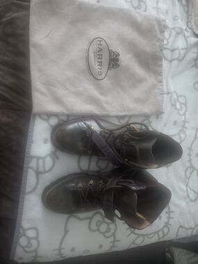 Calzoleria Harris Dark Brown Leather Ankle Boots with Gold Hardware